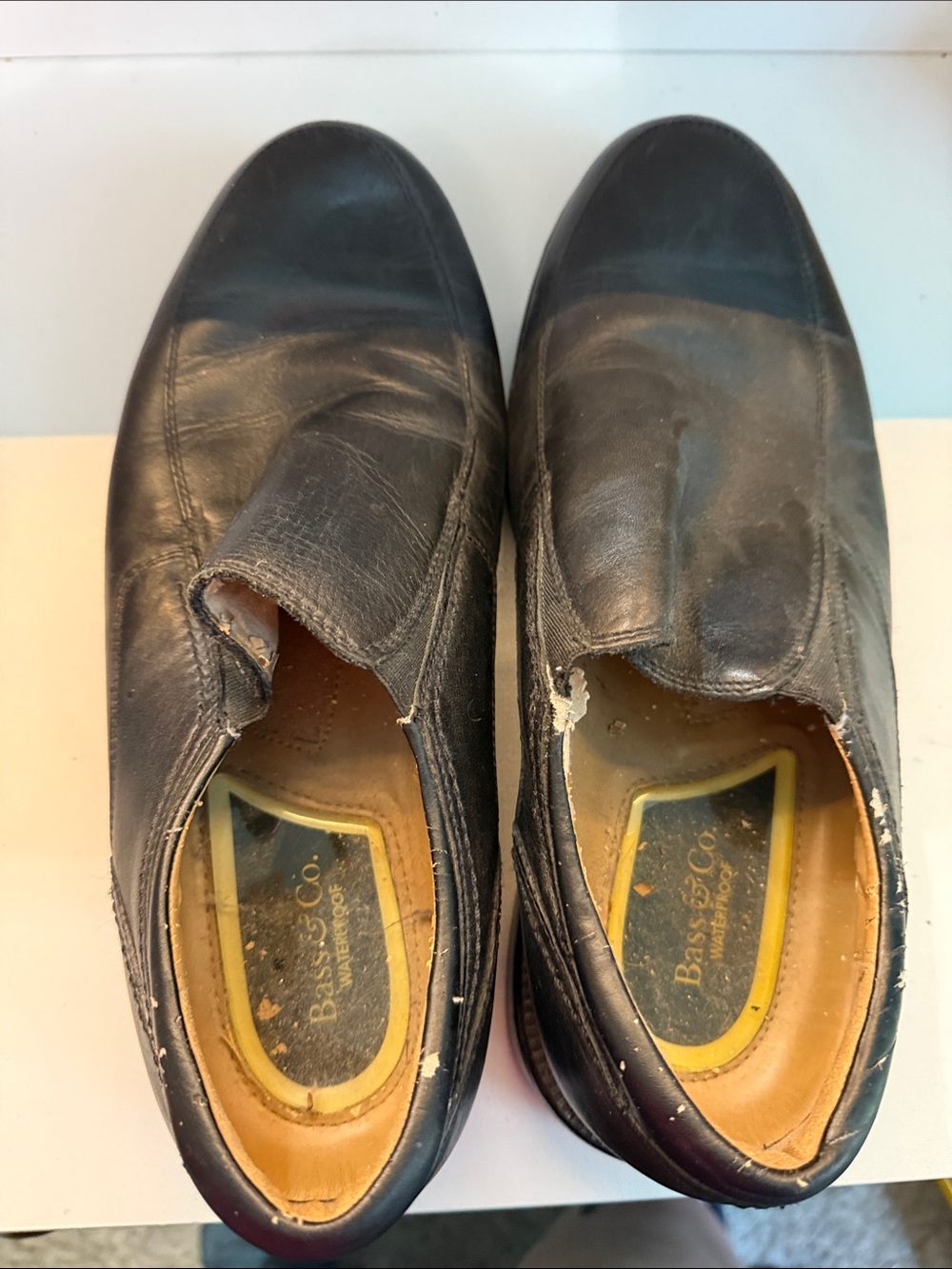 Bass Black Leather Slip-On Loafers